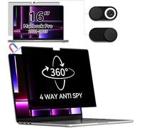 IPROKKO 360° Magnetic Privacy Screen for MacBook Pro 16 Inch (2021-2025, M1, M2, M3, M4), 16inch Removable Matte Anti Blue Light Glare Private Filter Protector for Mac Pro 16.2" Laptop