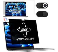 IPROKKO 360° Magnetic Privacy Screen Protector, for MacBook Air 15 Inch (2023-2025, M2, M3， M4)- A2941 A3241 A3114, Removable Anti Glare Blue Light Mac Air 15.3 Laptop Black Private Filter