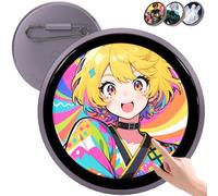 IPS Screen Cute Pins Electronic Funny Pins Can Transfer Photos GIF Animations & Video, Touchscreen Cool Button Badge 18+ hours for Backpackbags, Hoodies, Hats, Coats, Jackets, Kawaii Accessories