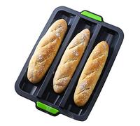 iPstyle Silicone Baguette Pan Non-stick French Bread Baking Mould, 3 Wave Loaves Loaf Bake Mold Toast Cooking Bakers Roll Pan Sandwich Mold French Baguette Bread(Grey A)