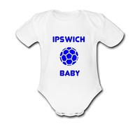 IPSWICH Baby Football Personalised Unique Baby Vest Baby Grow Babygrow Cute Novelty Boys Girls Footy Funny Town