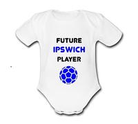 IPSWICH Future Player Football Personalised Unique Baby Vest Baby Grow Babygrow Cute Novelty Boys Girls Footy Funny Town