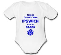 IPSWICH present from DADDY for a gift Football Unique Baby Vest Grow Babygrow Cute PERSONALISED Custom Boys Girls Unisex TOWN