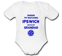 IPSWICH present from GRANDAD for a gift Football Unique Baby Vest Grow Babygrow Cute PERSONALISED Custom Boys Girls Unisex TOWN