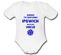 IPSWICH present from UNCLE for a gift Football Unique Baby Vest Grow Babygrow Cute PERSONALISED Custom Boys Girls Unisex TOWN