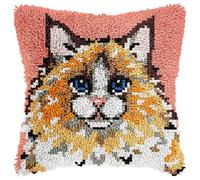 iptek Colorful Ragdoll Latch Hook Kits for Adults Beginners Cute Animals Latch Hook Pillow Kit Pre-Printed Latch Hook Rug Kits Cross-Stitch Embroidery Cushion for Home Sofa Decoration 17x17 in.