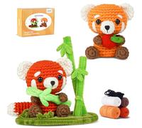 iptek Crochet Kit for Beginners, Crochet Animal Kits, Crocheting Kit for Starters, Learn to Crochet with Step-by-Step Video Tutorials, Beginner Crochet Kit for Adults(Panda)