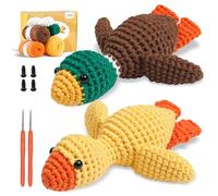 iptek Crochet Kit for Beginners, Learn to Crochet, Include Easy Knitting Soft Yarn, Step-by-Step Video Tutorial, Hook, Holiday Birthday Gift Adults(2 Pack Ducks)