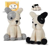 iptek Crochet Kit for Beginners, Learn to Crochet, Include Easy Knitting Soft Yarn, Step-by-Step Video Tutorial, Hook, Holiday Birthday Gift Adults (2 Pack French Bulldog)