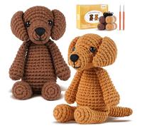iptek Crochet Kit for Beginners, Learn to Crochet, Include Easy Knitting Soft Yarn, Step-by-Step Video Tutorial, Hook, Holiday Birthday Gift Adults (2 Pack Golden Retriever)