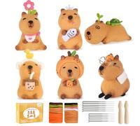 iptek Needle Felting Kit, 6 PCS Farm Animal Needle Felting Beginner Kits, Wool Felt Needle Felting Tools Foam Pad, Craft Party Supplies for Beginners Adult(6pack Capybara)