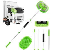 Iptienda 61 Inch Telescopic Car Wash Brush Kit,2-in-1 Car Cleaning Mop with Replaceable Chenille Microfiber Head&ABS Brush,Scratch-Free Long Handle for RV, Vans, SUV, Lorries, Caravan, Boat&Household