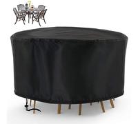 Iptienda Garden Table Cover, 420D Heavy Duty Patio Table Covers Waterproof Circular,Garden Round Table Covers for Outdoor Furniture-Ø178x101cm