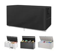 Iptienda Outdoor Storage Box Cover, Deck Box Cover Waterproof UV Resistant with Air Vents & Bottom Drawstring, Large Patio Storage Protector with Buckles & Handles-(160x77x64cm)
