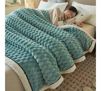 IPUDIS Weighted blanket，weighted blankets adult Large Fleece Blanket Throws for adults Sofas Soft Warm Throw Over Sofa Bed Blanket(Lake green,120 * 200cm)