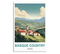iPuzou Basque Country Spain Vintage Travel Poster 08x12inch(20x30cm) Canvas Wall Decor, Wall Art Posters Prints Paintings Pictures for Living Room