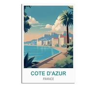 iPuzou Cote D'azur France Vintage Travel Posters 08x12inch(20x30cm) Canvas Wall Decor, Wall Art Posters Prints Paintings Pictures for Living Room