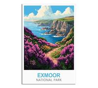 iPuzou Exmoor National Park Vintage Travel Poster 24x36inch(60x90cm) Canvas Wall Decor, Wall Art Posters Prints Paintings Pictures for Living Room