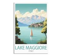 iPuzou Lake Maggiore Italy Vintage Travel Posters 08x12inch(20x30cm) Canvas Wall Decor, Wall Art Posters Prints Paintings Pictures for Living Room