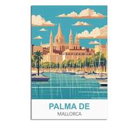 iPuzou Palma De Mallorca Vintage Travel Poster 08x12inch(20x30cm) Canvas Wall Decor, Wall Art Posters Prints Paintings Pictures for Living Room