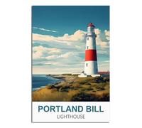 iPuzou Portland Bill Lighthouse Vintage Travel Posters 16x24inch(40x60cm) Canvas Wall Decor, Wall Art Posters Prints Paintings Pictures for Living Room