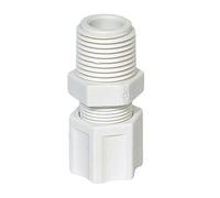 IPW Industries Inc - JACO (1088_KSG) Male Connector Fitting with Ferrule Nut and Integral Sleeve - Kynar1/2" NPT / 1/2" OD/Steel Gripper (High Pressure 220 PSI)