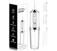 IPX7 Waterproof Cordless Oral Irrigator - 3 Modes Dental Flosser with 4 Jet Tips & USB-C Fast Charge, Portable Teeth Cleaner for Travel/Home, BPA-Free (White)