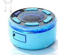 Ipx7 Waterproof Shower Speaker with RGB Light & LED Display, Detachable Suction Cup, Hands-Free Calling Clear & Balanced 360° Sound, Bluetooth 5.1 + Long-Lasting Battery (Blue)