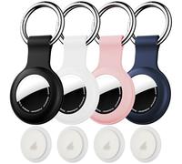 IPX8 Waterproof for AirTag Holder,4-Pack Silicone case for Apple Air Tag 1st & 2nd Generation Keyring for Keys, Bags, Luggage, Pet Collars,Anti-Lost and Scratch-Resistant Design for Apple Air Tags