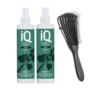 IQ Intelligent Haircare 10-in-1 Treatment Spray Bundle (2 x 250ml) - Ultimate Strength, Shine, and Hydration with Amaranth & Vitamin E - Paraben-Free, Cruelty-Free + Detangling Brush