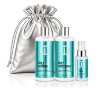 IQ Intelligent Haircare Daily Shampoo 300ml + Conditioner 300ml + Hair Serum 75ml with Gift Bag - Sulphate-Free Hydrating & Softening Trio for Smooth, Frizz-Free, Healthy Hair