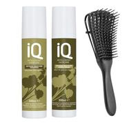 IQ Intelligent Haircare Intense Moisture Shampoo 300ml and Conditioner 300ml Set with Detangling Brush - Complete Hair Care for Intense Moisture and Smooth Detangling TBL PRO