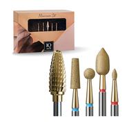 IQ NAILS EXPERT GOLD POWER Nails Nail Drill Bits Set - Set of 6 Manicure and Pedicure Drill Bits - Diamond Cuticle Drill Bits Set - Carbide Drill Bit for Hybrid, Gel, Acrylic Nails - Nail Accessories