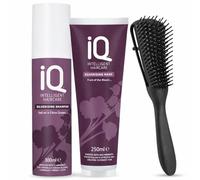 IQ Silverising Shampoo 300ml with Nourishing Mask 250ml & Professional Detangling Hair Brush - Complete Blonde & Grey Hair Care Set for Soft, Smooth, Revitalised Hair