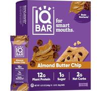 IQBAR Almond Butter Chip Keto Protein Bars, 12-Count, 1.5 Ounce Bars, Gluten Free, Low Carb, Vegan Snacks