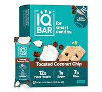 IQBAR Clean Protein Bars, Low Sugar Keto, Toasted Coconut Chip 12-Count
