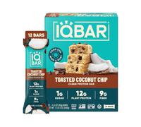 IQBAR Clean Protein Bars, Low Sugar Keto, Toasted Coconut Chip 12-Count | High Fiber Plant Based Snacks, Clean Label Project Certified | Gluten Free, Dairy Free, Vegan, Soy Free