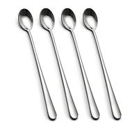 IQCWOOD 4-Piece 9-Inch Long Handle Stainless Steel Square-Headed Iced Tea Spoons