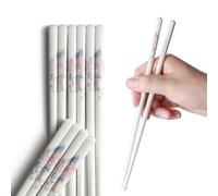 IQCWOOD 5 Pairs Floral Ceramic Chopsticks 9.5" Reusable