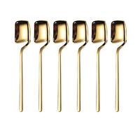 IQCWOOD Coffee Spoons, 5.6 Inches Demitasse Espresso Stainless Steel Small Spoon, Gold Teaspoons for Dessert, Sugar, Tea, Ice Cream, Set of 6