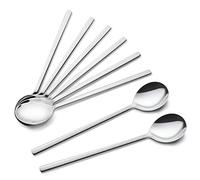 IQCWOOD Spoons, 8 Pieces Stainless Steel Korean Spoons,8.5 Inch Soup Spoons, Korean Spoon with Long Handles, Rice Spoon, Asian Soup Spoon for Home, Kitchen, or Restaurant