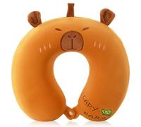 IQEPXTGO Capybara Neck Pillow for Travel, Soft Memory Foam Neck Support Pillows for Adults Kids, U-Shaped Pillow with Adorable Animal Design Travel Pillows for Home, Office, Planes, Trains-Brown