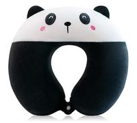 IQEPXTGO Neck Pillow for Travel, Cartoon Soft Memory Foam Neck Support Pillow for Adults, Kids, U-Shaped Pillow with Adorable Animal Design Travel Pillow for Home, Office, Planes, Trains-Panda
