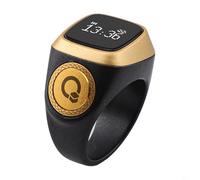 IQibla Waterproof Smart Ring for Zikr Counting with Digital Display, Vibration Alerts for Specific Counts, and 5 Prayer Time Notifications via Smartphone App (22mm Black)