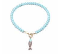 IQIC Boho Beaded Fish Necklace for Women Chunky Sardine Bead Pendant Necklace Unique Summer Boho Beach Necklaces Trendy Elegant Ocean Jewelry Accessories Gifts, adjustable, Copper, No Gemstone