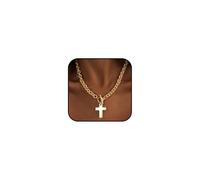 IQIC Chunky Gold Necklace Chunky Cross Necklace for Women Big Cross Statement Necklaces Trendy Toggle Necklaces Hammered Bold Vintage Jewelry, M, Metal, No Gemstone