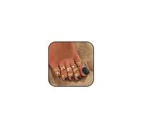 IQIC Gold Toe Ring Set for Women - Adjustable Strap Non Tarnish Heart Stars Waterproof Butterfly Rhinestone Boho Summer Beach Toe Jewelry, Adjustable, Stainless Steel, No Gemstone
