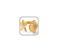 IQIC Golden Shell Starfish Ring for Women Opening Adjustable Finger Ring Irregular Ring Summer Beach Gift, Adjustable, No Gemstone