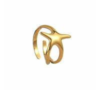 IQIC Golden Shell Starfish Ring for Women Opening Adjustable Finger Ring Irregular Ring Summer Beach Gift, Adjustable, No Gemstone