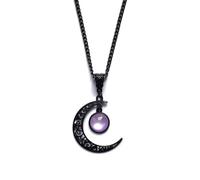 IQIC Gothic Moon Necklace Black Crescent Moon Necklace Witch Necklace Dark Gothic Necklace Vintage Moon Pendant Necklace Halloween Costume Jewelry Chirstmas New Year Jewelry for Women, N,